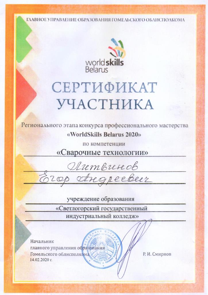 WorldSkills2020 Сварочные технологии Литвинов ЕА