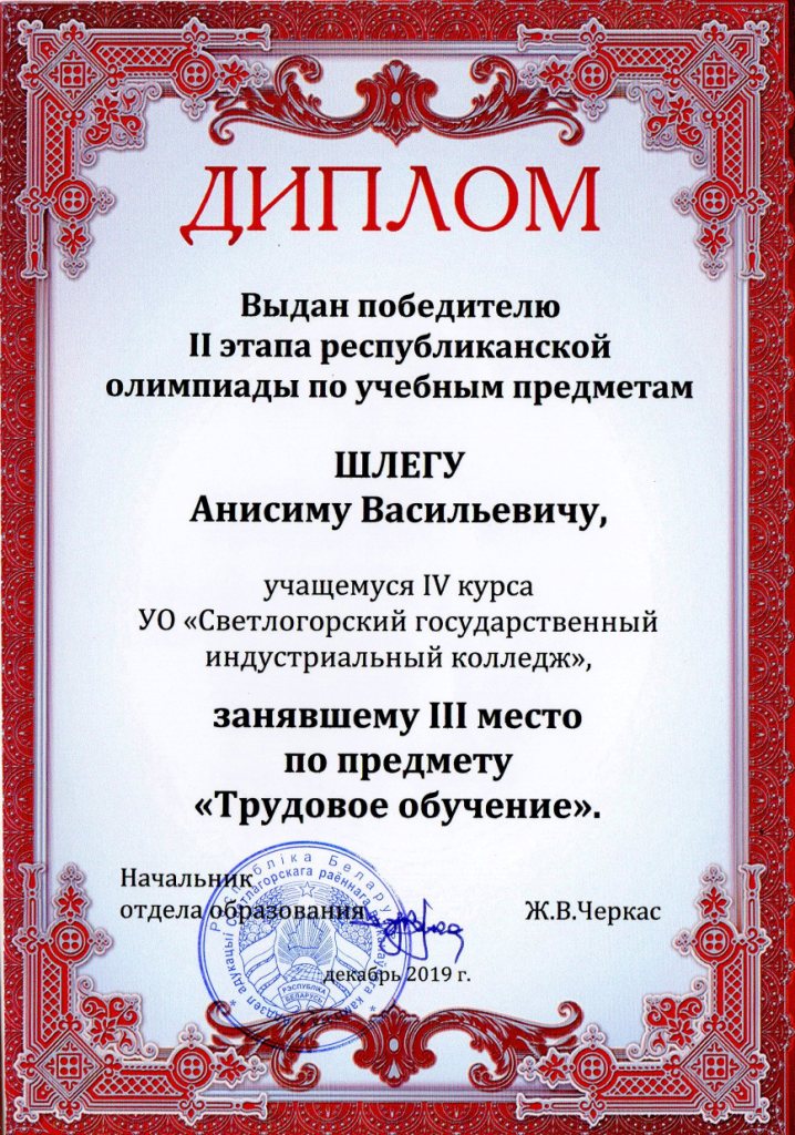 ОпУП ТО 3место Шелег АВ